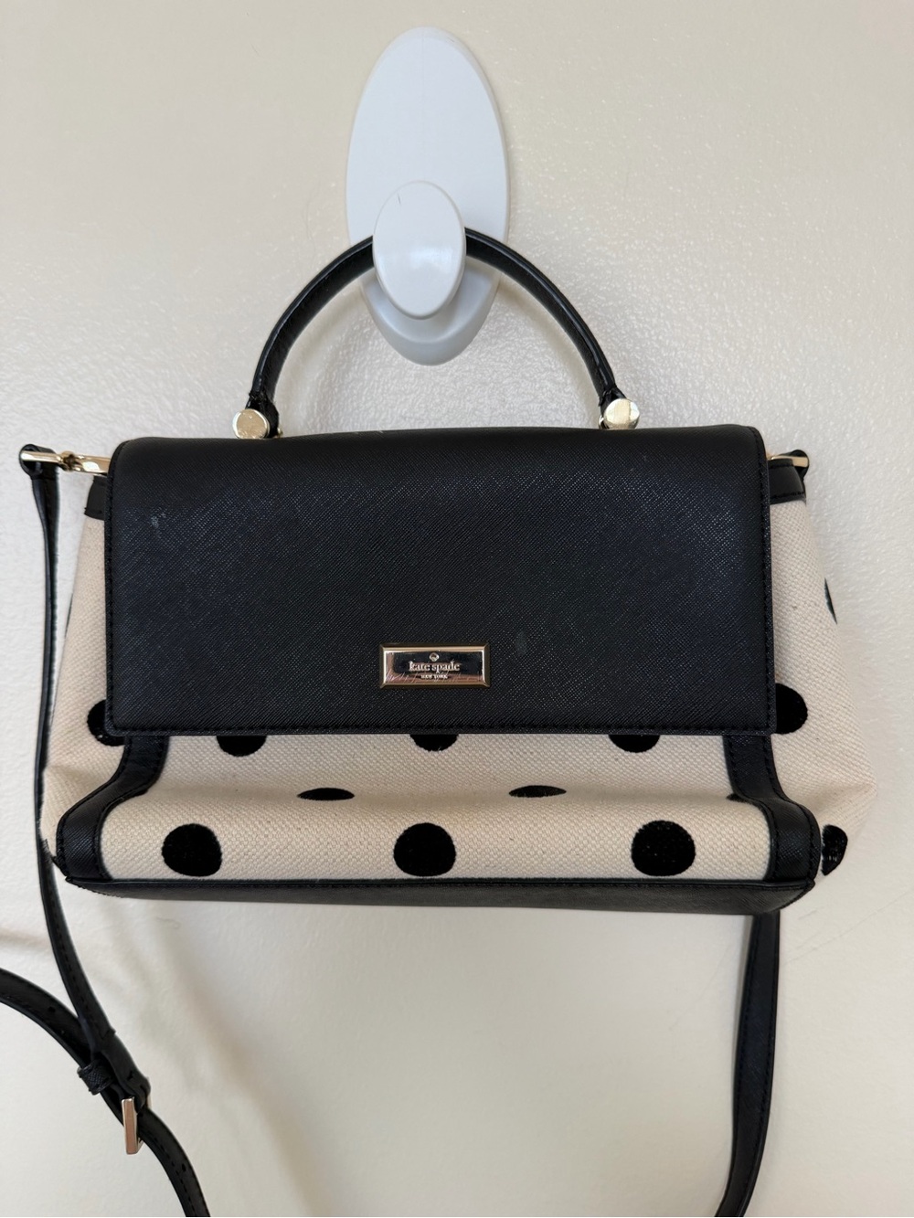 KATE SPADE Elsie Street Handbag Shoulder Bag in Black/Natural Dot